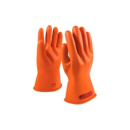 Pip PIP Electrical Rated Gloves, 11inL, Unlined, Smooth Finish, Beaded, Orange, Class 0, Size 10 147-0-11/10